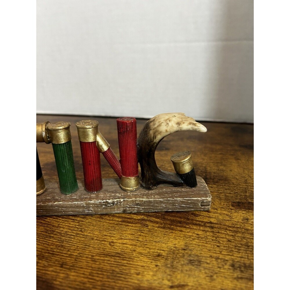 Hunting Sign Shotgun Shells Antlers Deer Resin 12”L 3”H Western Shelf Decor - Picture 7 of 11
